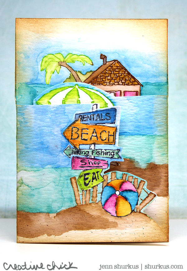 Watercolored Beach Scene, Featuring Art Impressions | shurkus.com