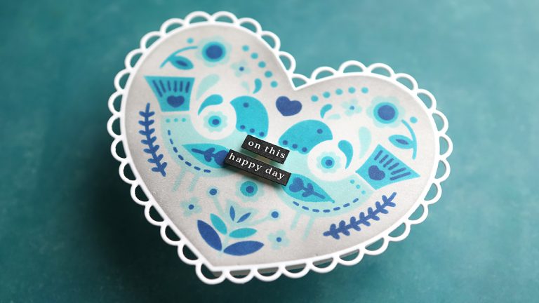 Heart-Shaped Wedding Card with Layered Stenciling