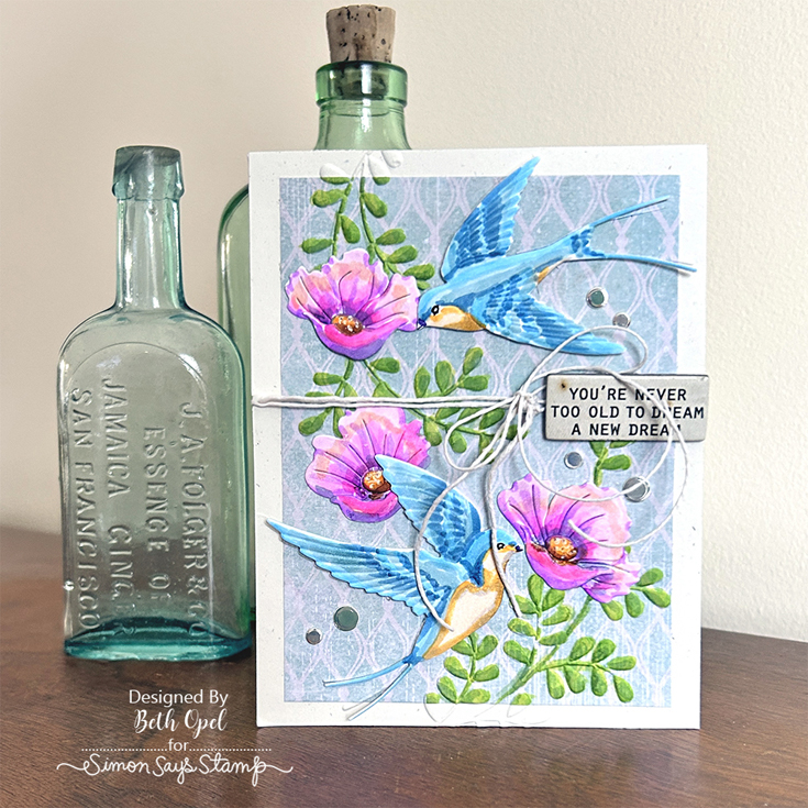 Rain or Shine Blog Hop Beth Opel Soaring Swallows embossing folder and coordinating die and Pretty Poppies die